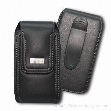 Mobile Phone Case with Magnetic Button, Made of Genuine Leather or PU Material